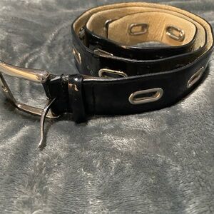 Black Paton  Leather Belt with Silver Accents